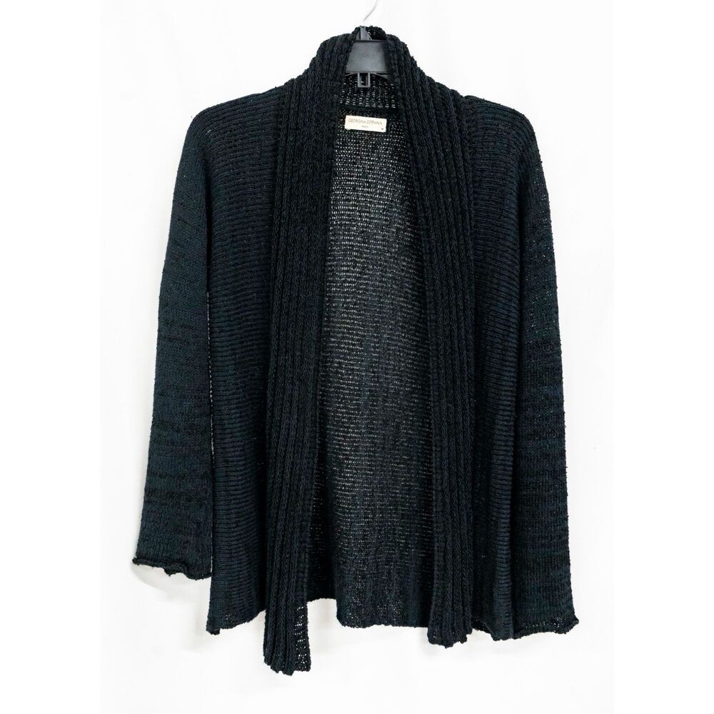 Georgina Estefania Dallas Knit in USA Black Open Woven Sweater Cardigan M